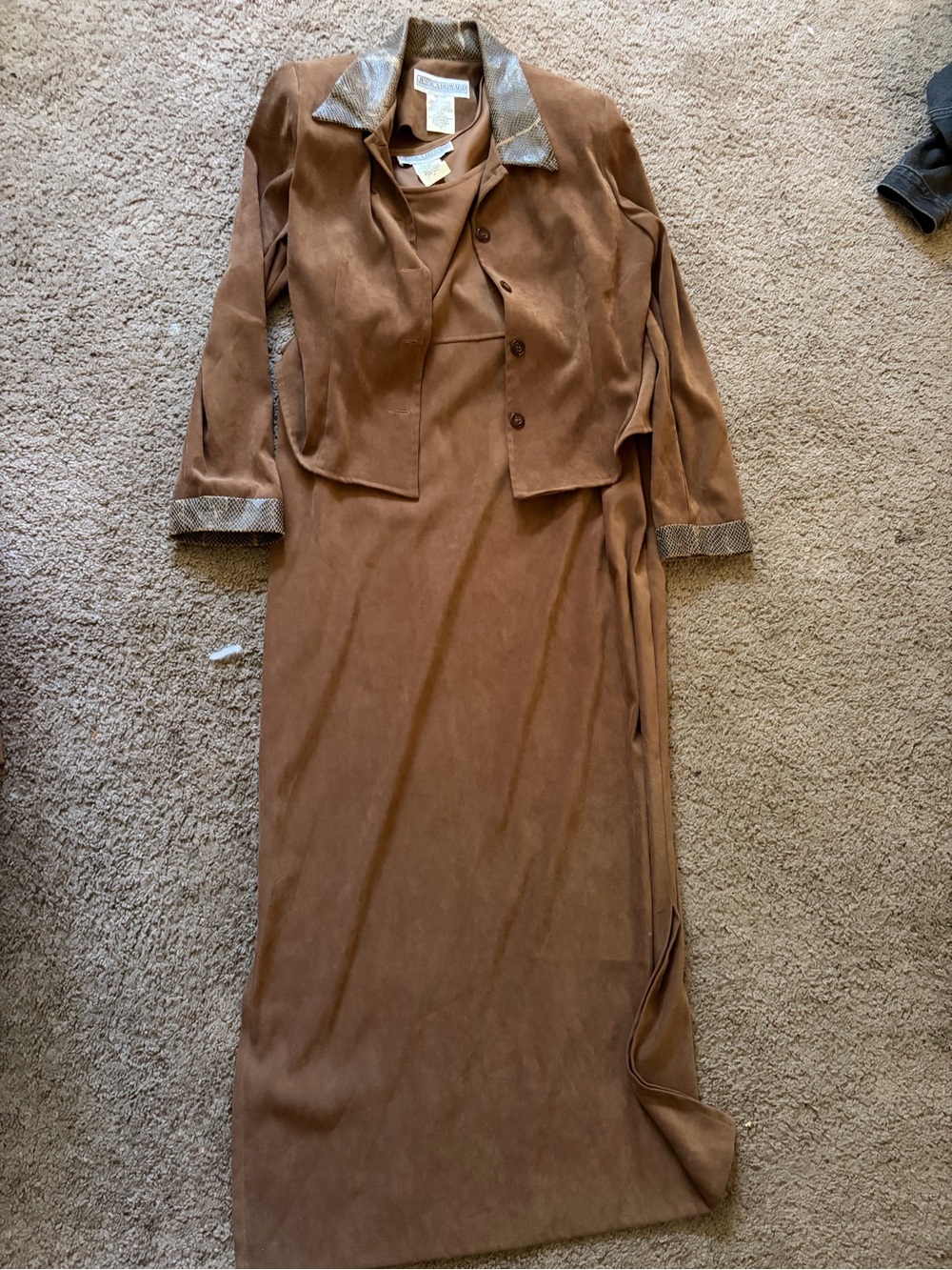 Wilsons Leather Suede Brown Dress & Jacket Set